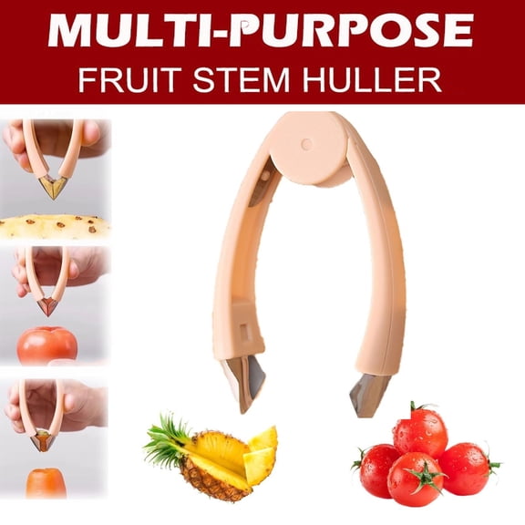 Multifunctional Pineapple Eye Remover, Banome Stainless Steel Strawberry Huller Stem Remover, Comfortable Grip Kitchen Tool for Quick Fruit Preparation (Pink)