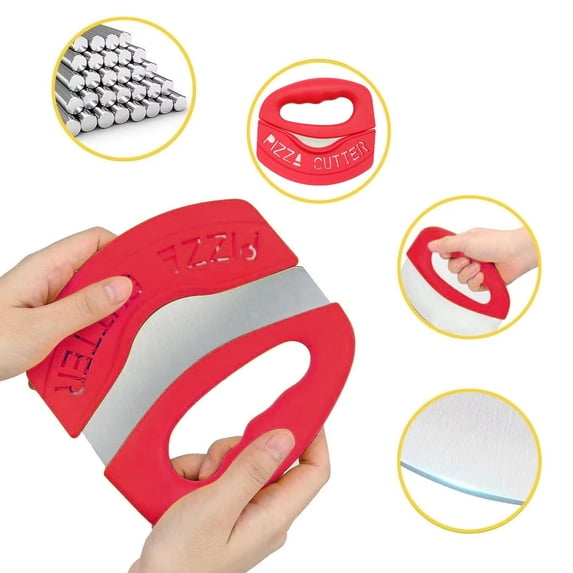 Multifunctional Pizza Cutter Slicer Red 15 * 13CM Stainless With Cover Ergonomic Handle Protective Cover Dishwasher Safe Kitchen Tool For Pizza Dough Vegetables Cheese Perfect Slicer