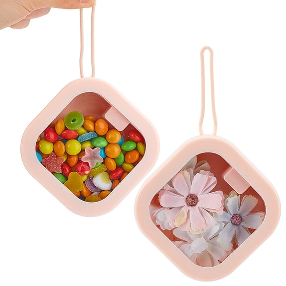 Multifunctional Plastic Pocket-Sized Push Switch Organizers Case Portable Travel Square Mini Boxes with Vixible Window and Hanging Rope DIY