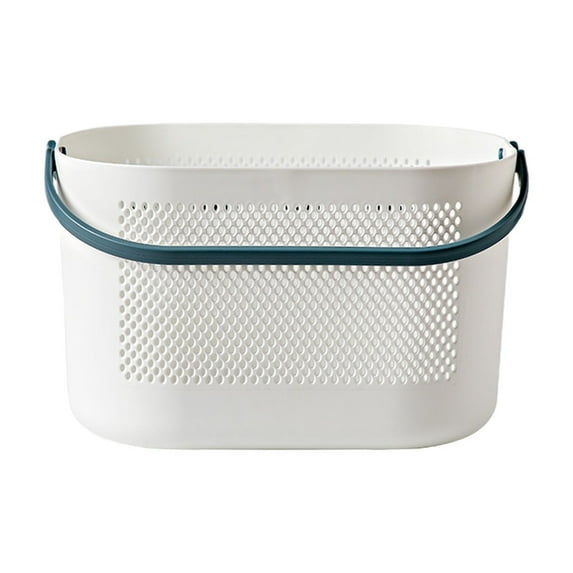 Multifunctional Plastic Shower Basket with Drainage Holes and Handle for Bathroom Storage - 1 Piece Versatile Organizer for Bath Products, Towels, Fruits, and More
