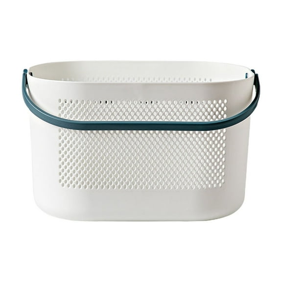Multifunctional Plastic Shower Basket with Drainage Holes and Handle for Bathroom Storage - 1 Piece Versatile Organizer for Bath Products, Towels, Fruits, and More