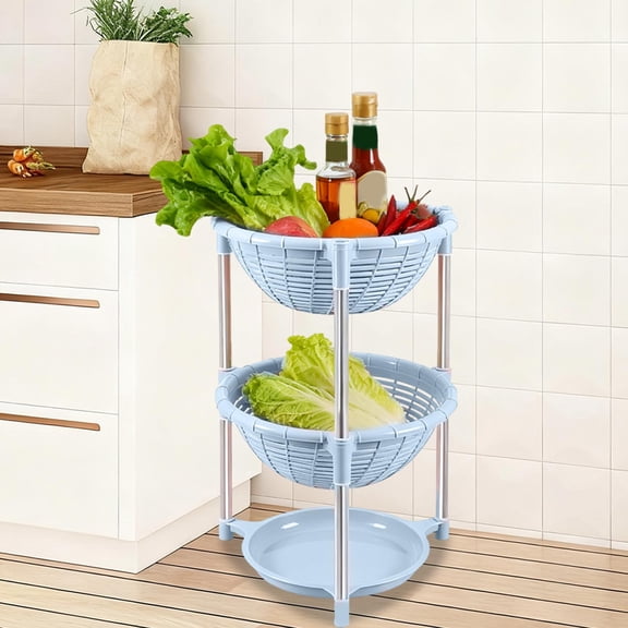 Multifunctional Plastic Storage Basket, Floor Tripod Kitchen Vegetable and Fruit Storage Rack, Drain Rack, Kitchen Multi Layer Plastic Storage Rack, for Vegetables, Fruits, Kitchen Clutter