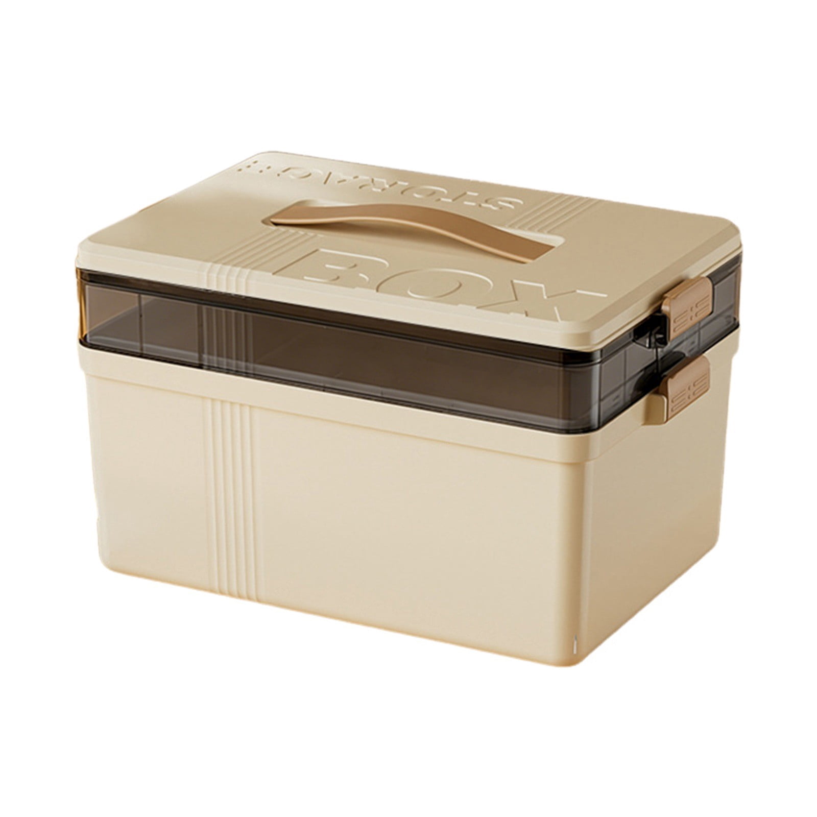 Stackable Medical Storage Multifunctional Plastic Storage Box with Handle – Cream Double Layer ...