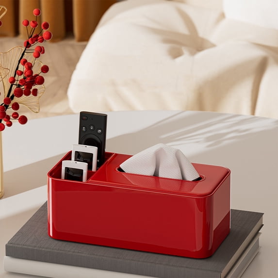Multifunctional Plastic Tissue Box and Remote Control Holder for Living Room Kitchen Bedroom, 1-Pack