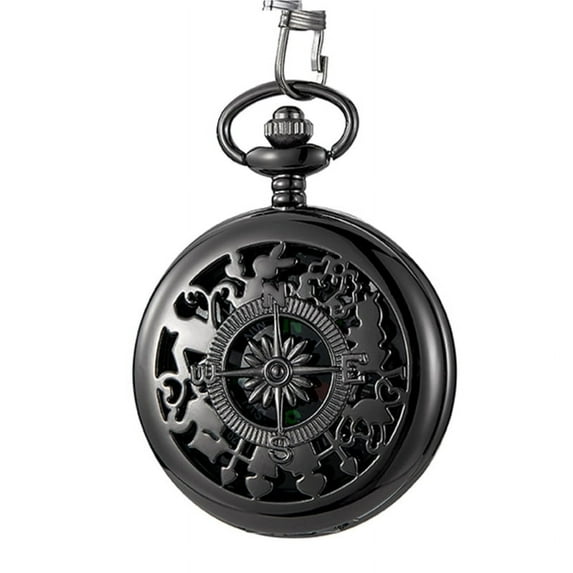 Multifunctional Pocket Watch Flip Open Survival Compass for Men Retro Hollow Out Pocket Watch Compass with Clasp Chain Dropship (D)