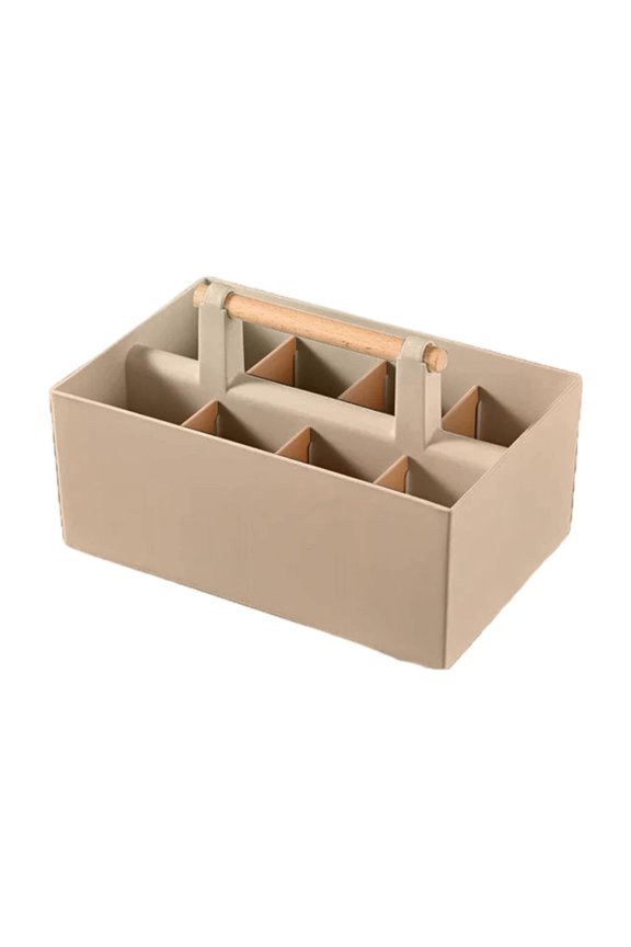 Multifunctional Portable Storage Box for Baby & Maternity Items – Plastic Organization Container with Customizable Dividers, Stackable Design, Wood Handle – Versatile Desktop Storage for Nursery