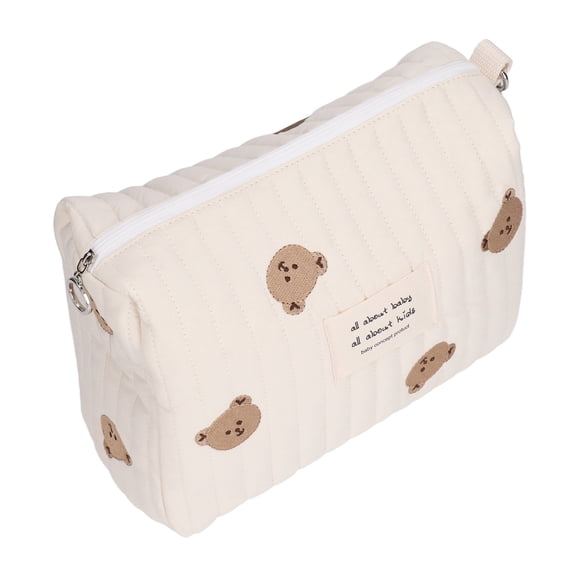 Multifunctional Portable Stroller Diaper Bag, Cute Bear Embroidery, 8.27 x 8.66 inches / 21 x 22 cm