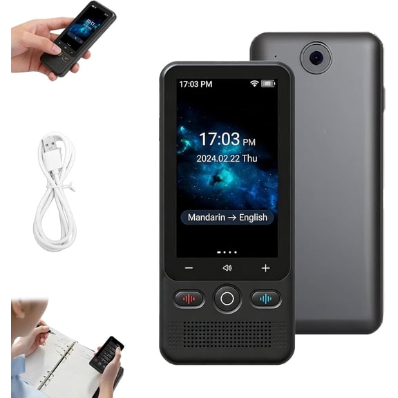 Multifunctional Portable Translator, Portable Voice Translator Device, 138 Languages Online & 17 Offline Instant 2-Way Voice Translator for Travelling Learning Business, Photo & Recording Translation