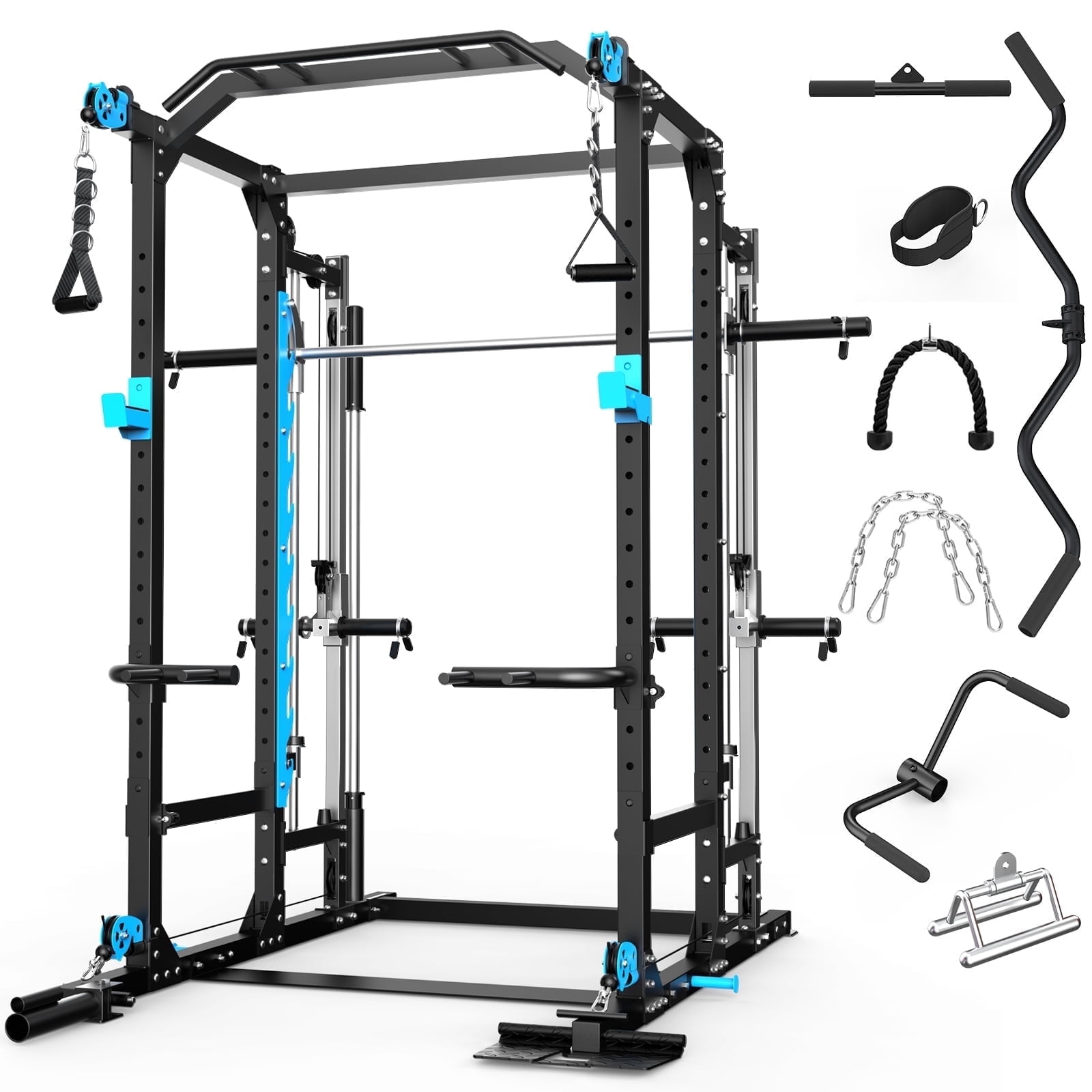 ULTRA FUEGO Multifunctional Full Power Cage Rack with Cable Crossover, Smith Machine, LAT-Pull Down, Squat System for Home Gym