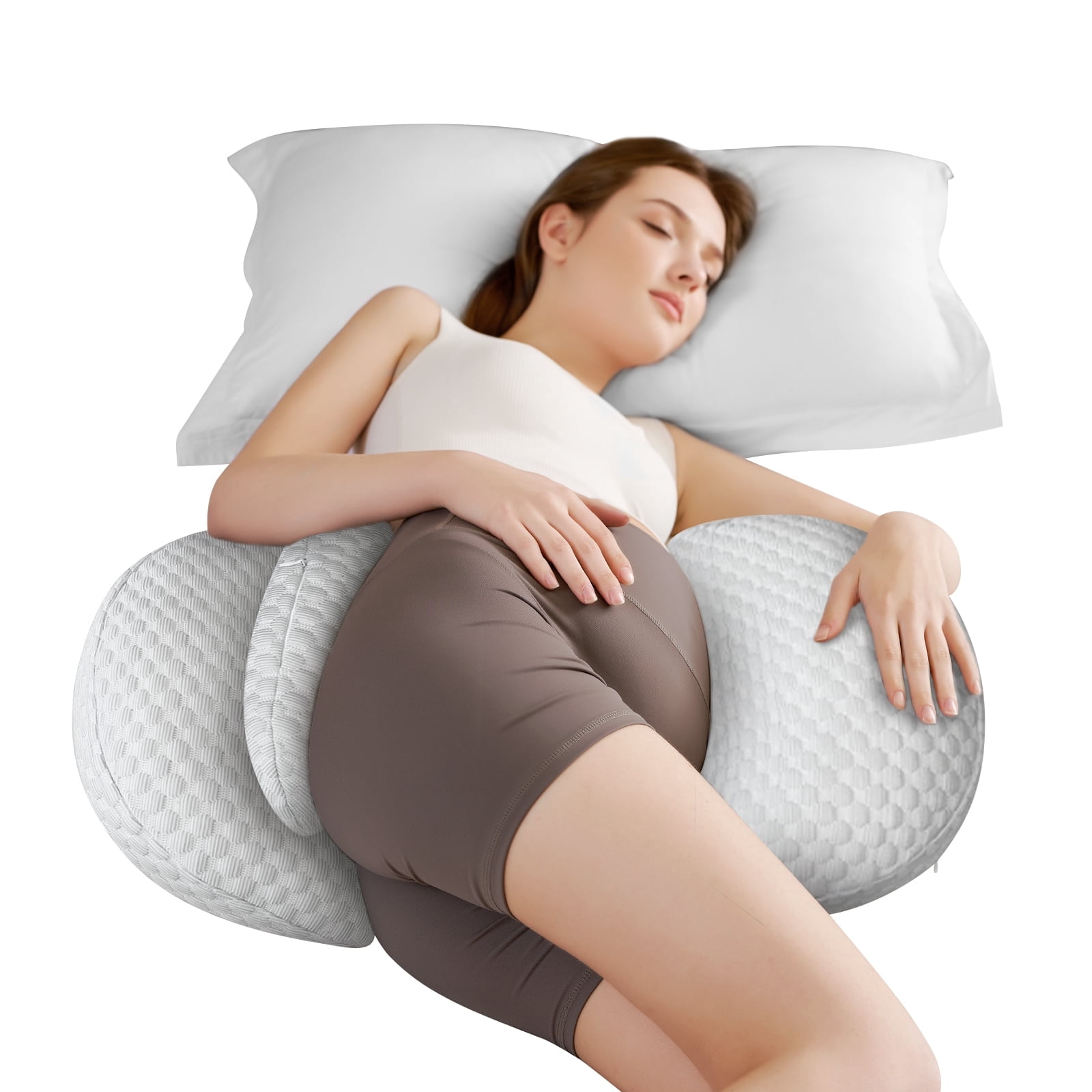 Pregnant Women's Side Sleeping Pillow Adjustable Length Portable Maternity Pillow to Support Waist and Backside