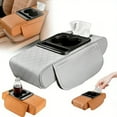 thumbnail image 1 of Multifunctional Pu Leather Car Armrest Box Mat,2026 New 5-in-1 Multifunctional Car Arm Rest Cover Pad with 2 Center Console Cup Holder,for Storing Tissues,Phones,Wallets,Drinks,for Most Cars (Gray), 1 of 8