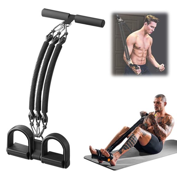 Multifunctional Pull Rope Set, Upgraded Sit-Up Bar with Reinforced Handle Resistance Band, Adjustable for Full-Body Training of Abdomen, Waist and Legs