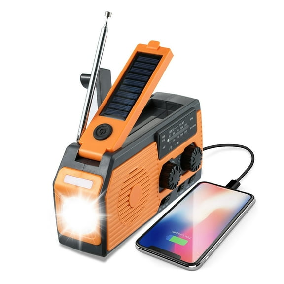 Multifunctional Radios FM AM WB NOAA Hand Crank Solar USB Charging Radio Emergency LED Flashlight Power Bank 5000mAh ,Portable