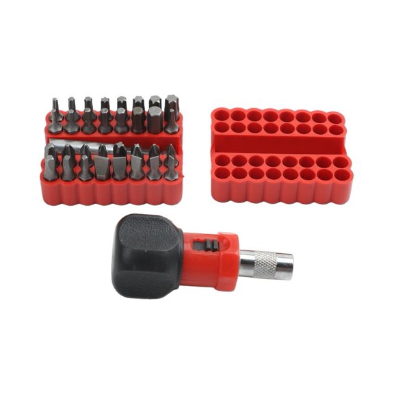Multifunctional Ratchet Screwdriver Set with 33 Bits, 1/4 Inch Hex Socket Driver, Reversible Quick Release for Narrow Spaces, Anti-Slip Handle, Hollow and Solid Tips Included
