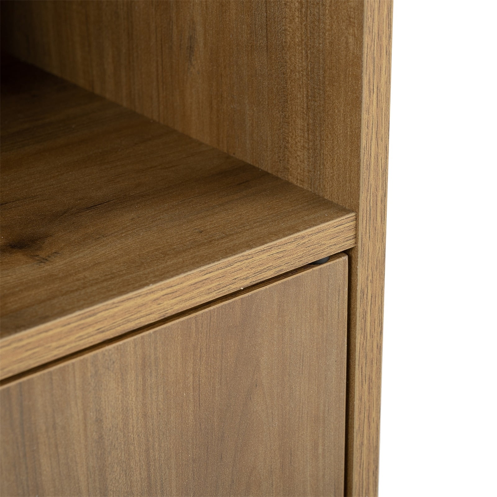 Khaki and Yellow 2-Tier Rattan Storage Cabinet with Lockable Doors
