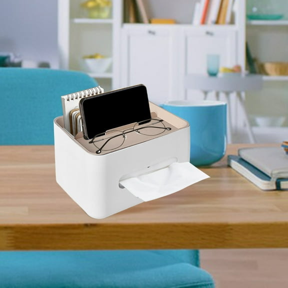 Multifunctional Rectangular Tissue Holder Cover Case Facial Tissue Paper Box Napkins Dispenser Container Stylish Remote Control Desk Storage for Living Room Bedroom Dressers Home Office