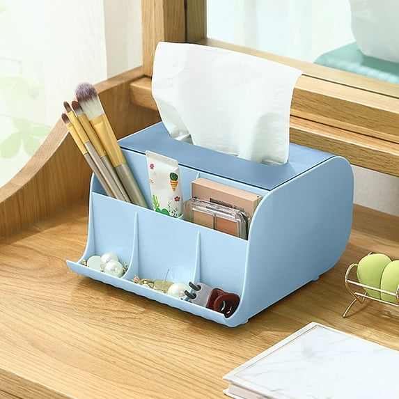 Multifunctional Rectangular Tissue Holder Cover Case Facial Tissue Paper Box Napkins Dispenser Container Stylish Remote Control Desk Storage for Living Room Bedroom Dressers Home Office