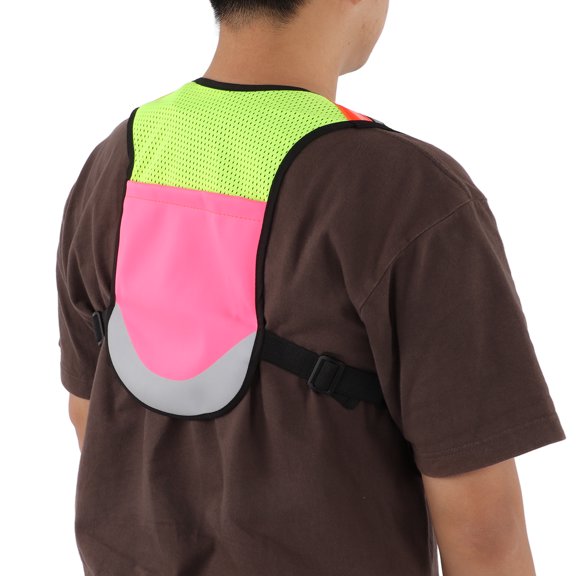Multifunctional Reflective Mesh Vest with Key Pocket and Large Back Storage for Night Cycling and Running, Adjustable Elastic Fit, 200m Visibility Night Riding Sports Breathable