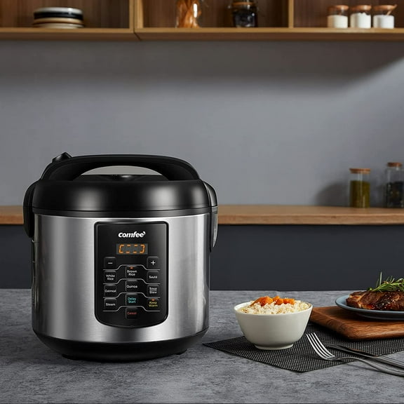 Multifunctional Rice Cooker 10 Cup Uncooked/20 Cup Cooked, 5.2 Qt Large Capacity with 8 One-Touch Programs