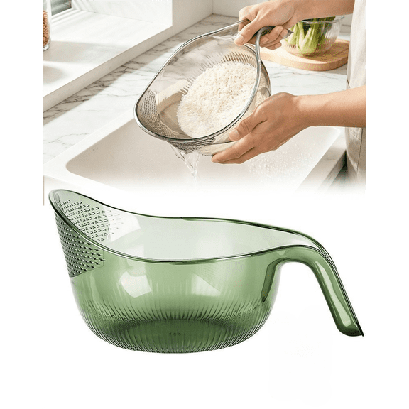Multifunctional Rice Strainer, Strainer Bowl with Handle | Multifunctional kitchen strainer bowl for fast water draining. Clear fruit washer container set for beans, pasta