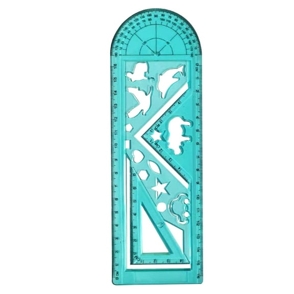 Multifunctional Rotatable Geometric Drawing Ruler with Built-in Protractor, All-in-one Drafting Tool for various regular geometric shape plotting and daily manual drawing measurement work
