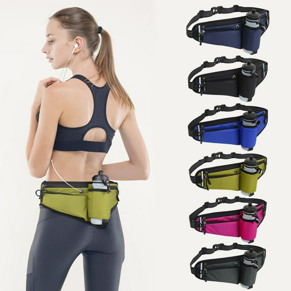 Multifunctional Running Waist Pack with Water Bottle Holder, Waterproof Phone Pouch for Marathons, Outdoor Sports Belt for Men Women, Lightweight Comfortable Waist Bag 28x18x3