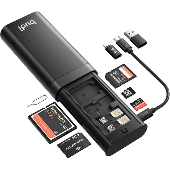 Multifunctional SD Card Reader, SD/TF/Micro SD/CF/MS/M2 7-in-1 5Gbps High-Speed Memory Card Reader USB 3.0 Type-C Interface Carrying Case Holder for Cameras, Smartphones, Drones, Action Cameras