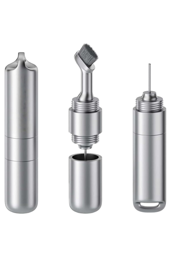 Multifunctional SIM Card Removal Tool and Cleaning Brush, Keychain Design, Silver, 5.2cm, Aluminum Alloy, Compact, Portable, Dual-Head, Ideal for Phone and Earbud Cleaning