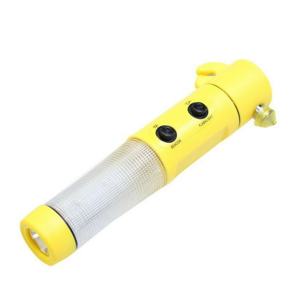 Multifunctional Safety Hammer Emergency Tool LED Flashlight Glass Breaker Seatbelt Cutter for Car Vehicle Survival Hammer Yellow