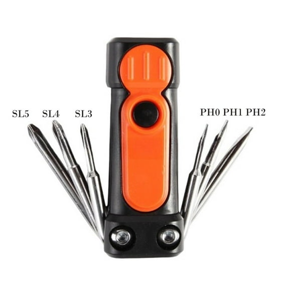 Multifunctional Screwdriver Set with Worklight and Flashlight, 6-in-1 Repair Tool with PH0 PH1 PH2 SL3 SL4 SL5 Bits for Household