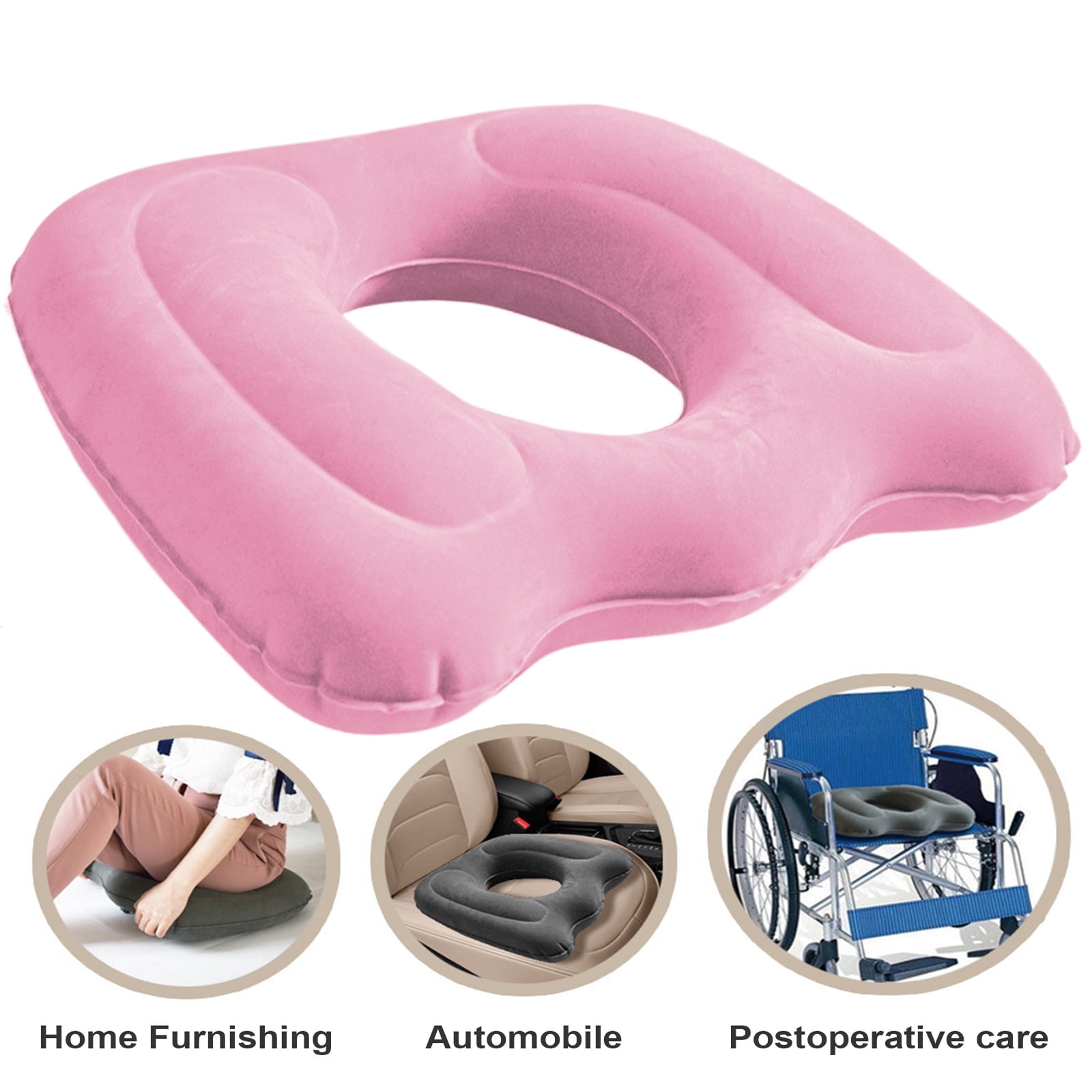 Multifunctional Seat Cushion,Inflatable Donut Pillow - Hemorrhoid Cushion for Tailbone,Post-Surgical Pain,Postpartum Pregnancy,Sciatica, Bed Sores -Orthopedic Seat Cushion for Home, Office, Pink