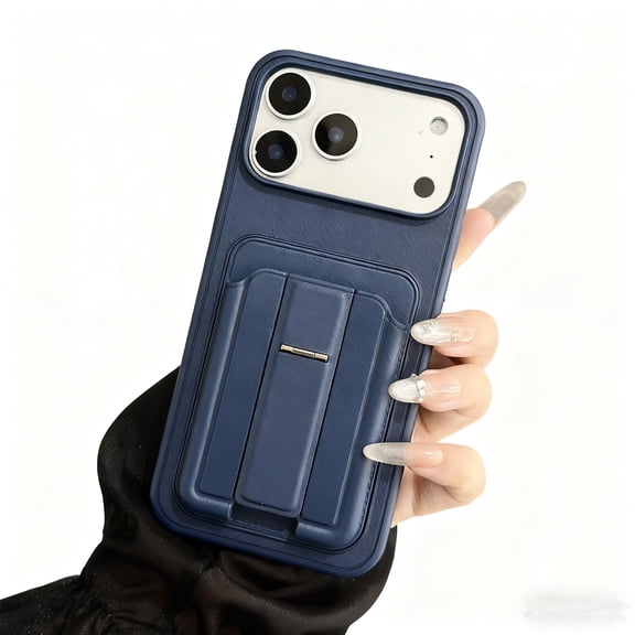 Multifunctional Shockproof Phone Case for iPhone 15, Luxury Drop Protective Cover with Card Holder & Foldable Kickstand, Stylish Durable Design Non-Slip with Camera Guard, Darkblue