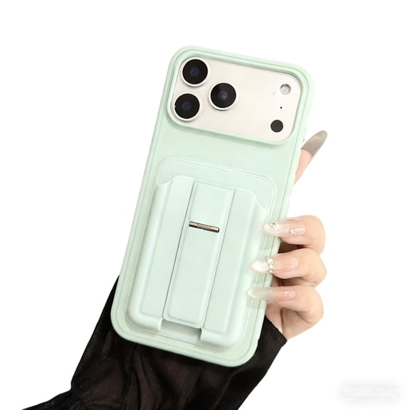 Multifunctional Shockproof Phone Case for iPhone 15 Plus, Luxury Drop Protective Cover with Card Holder & Foldable Kickstand, Stylish Durable Design Non-Slip with Camera Guard, Mint
