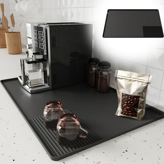 Multifunctional Silica Gel Kitchen Mat | 15.75x23.62 Inch Draining Pad for Sink Bar & Dining Table | Heat Resistant Non-Slip Tray Mat with Partition Design | Gray