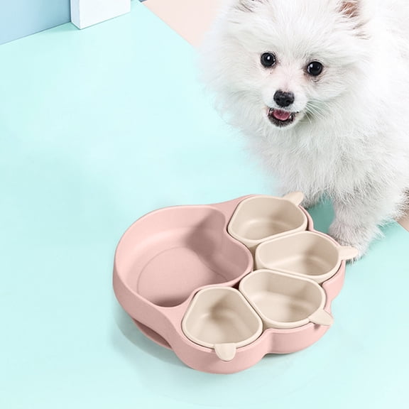 Multifunctional Silicone Bowl Set for Children Cat and Dog Feeding Suction Plate Flexible Silicon Cat Shape Pad Kitchen Dishware for Family use, 14.5 cmx14.5 cm, Red