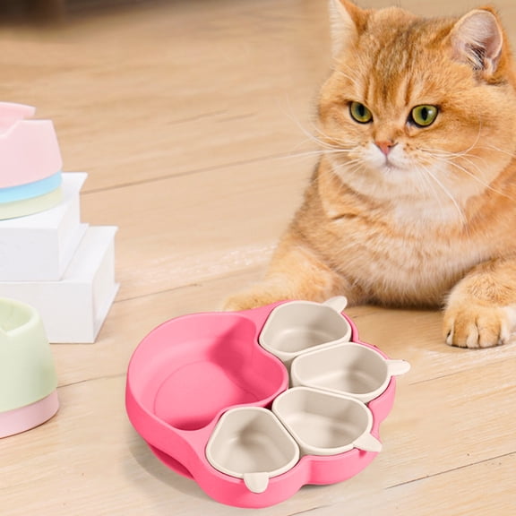 Multifunctional Silicone Bowl Set for and Kids Cat and Dog Friendly Suction Plate Plates Shaped Like Cat and Feeding Solution for Home Use,2.95X5.71inch,Light Pink