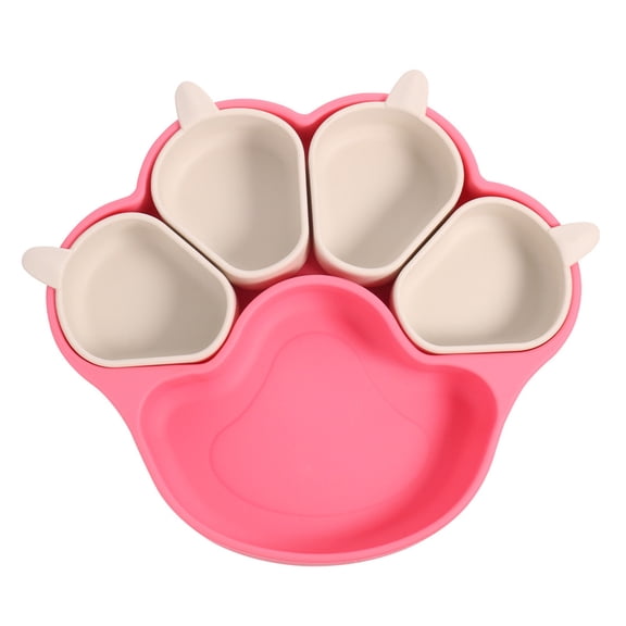 Multifunctional Silicone Bowls Set for and Children – Cat Shaped Plates and Cat/Dog Bowl with Practical Design for Mealtime and Play, 5.71X5.71X2.95 inch, Light Pink