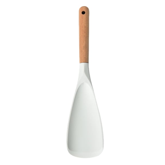 Multifunctional Silicone Cooking Spoon with Long Wooden Handle, 2-in-1 Spatula & Salad Server, Heat-Resistant, Blue Kitchen Bakeware, Perfect Gift for Home Chefs