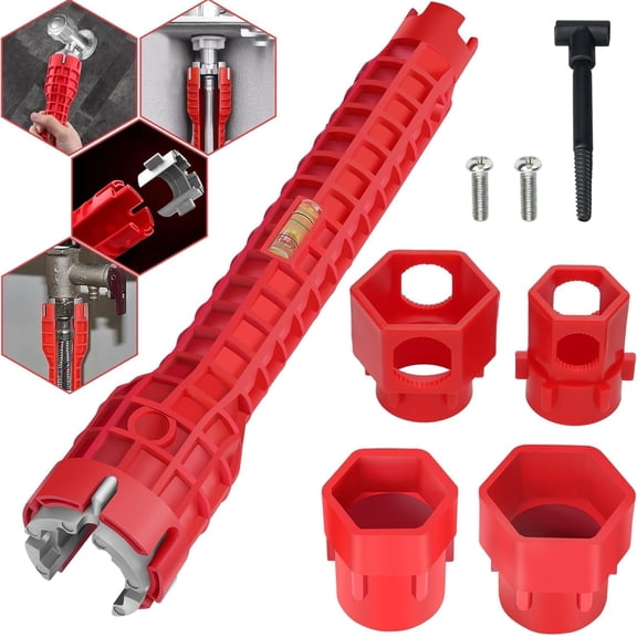 Multifunctional Sink Tool 14-in-1, Faucet & Sink Installer Wrench Tool, Assistant Tool for Plumbing Installation & Repairs in Kitchen, Bathroom, Toilet, and Under-Sink Pipes