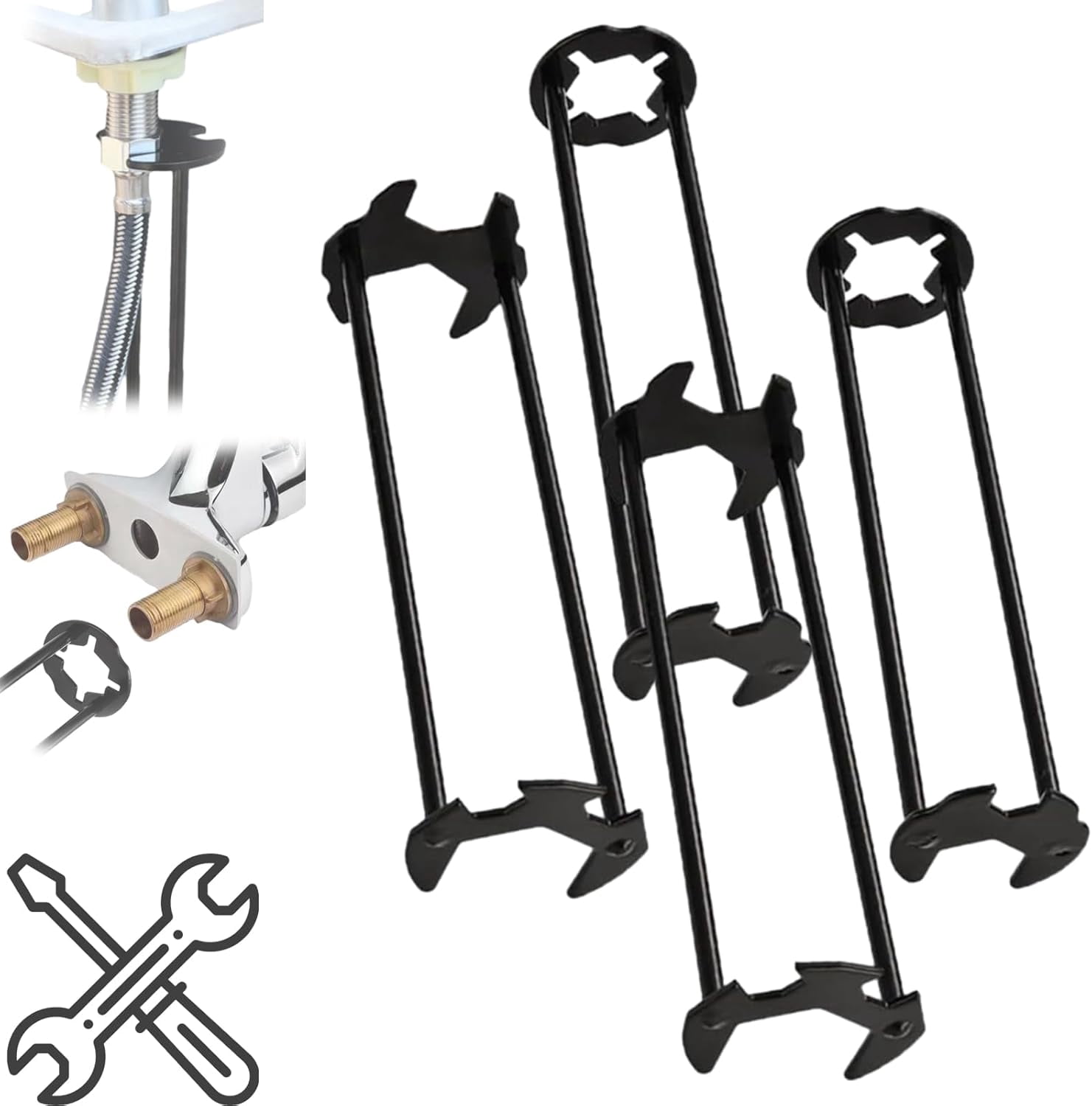 Multifunctional Sink Wrench for Plumbing Repair – Under Sink Basin Wrench for Tight Spaces, Faucet Wrench for Undermount Sink, Kitchen & Bathroom Repair Tool (2 set)