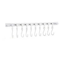 Multifunctional Slide Rail Hook, Adhesive Wall Hooks Rack Kitchen Rail, Space Saving Utensil Rack for Kitchen Bedroom with 10 Hooks No Drilling Hanger