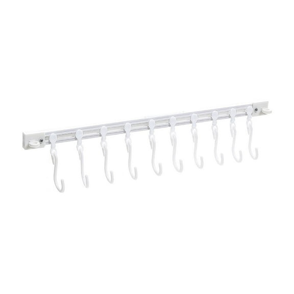 Multifunctional Slide Rail Hook, Adhesive Wall Hooks Rack, Sturdy and Construction Space Saving Utensil Rack - No Drill Wall Mounted Hanger Rack for Bathroom Kitchen Bedroom Office 15.75in
