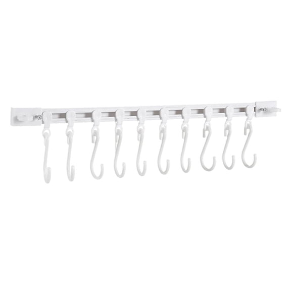 Multifunctional Slide Rail Hook Kitchen Utensil Hanger Wall Mounted Space Saving Organizer With Sliding Track No Drilling Required For Home