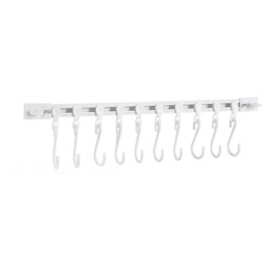 Multifunctional Slide Rail Hook Kitchen Utensil Hanger Wall Mounted Organizer Space Saving Tool Holder With Sliding Track No Drilling Installation For Home