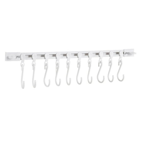 Multifunctional Sliding Rail Hook System Wall Mounted Kitchen Utensil Hanger Organizer Rack Efficient Space Saving Storage Solution For Home And Use