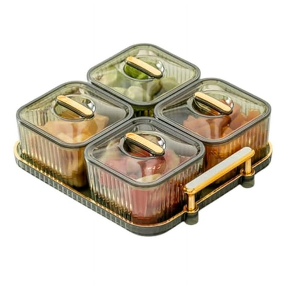 Multifunctional Snack Tray for Fruits,Nuts,Compartment Platter,Divided Serving Bowl with Lid for Veggies B