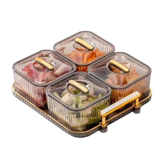 Multifunctional Snack Tray for Fruits,Nuts,Compartment Platter,Divided Serving Bowl with Lid for Crackers A