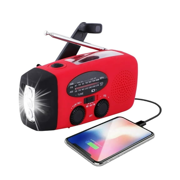 Multifunctional Solar Hand Crank Radio FM AM WB NOAA Weather Radio USB Charging Emergency LED Flashlight Power Ban ,Portable