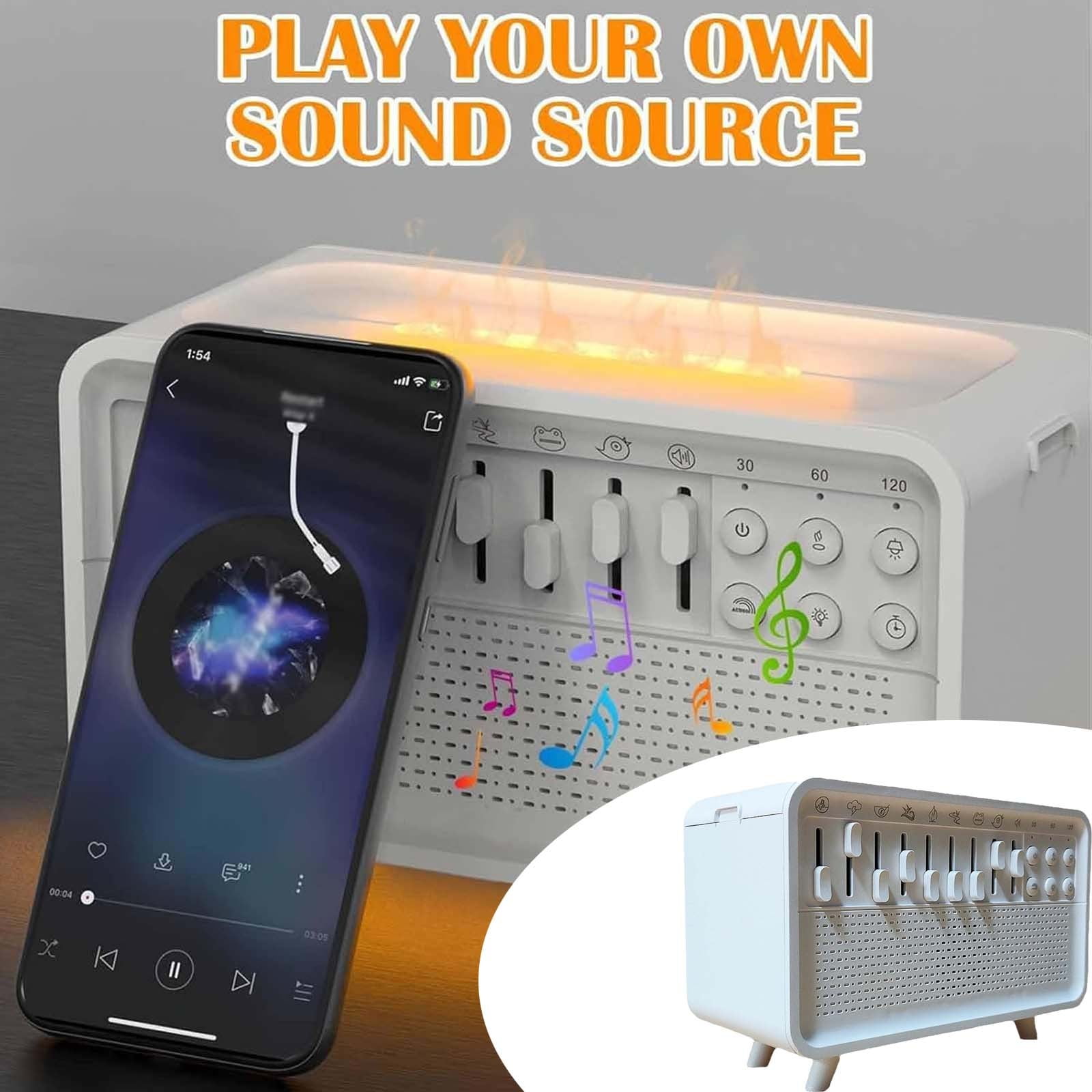Multifunctional Sound Machine Soothing White Noise Machine 8 Group Nature Sound Wireless Speaker With Night Light-White