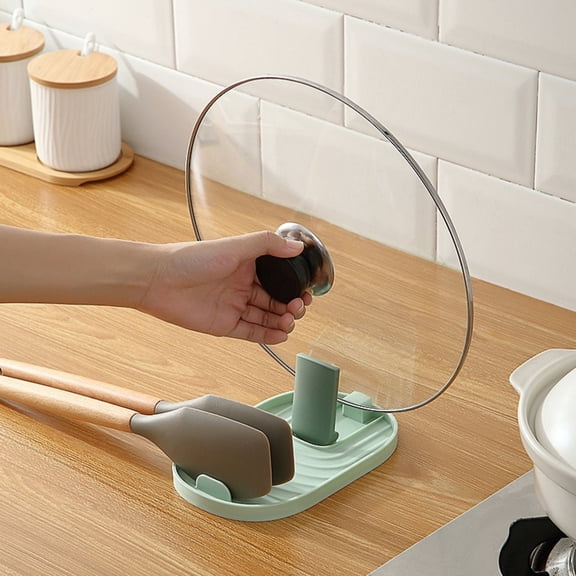 Multifunctional Spoon Rest,Foldable Pot Lid Holder Spoon Rest Pan Pot Cover Lid Rack Shelf Standfor Stove Top Kitchen Gadgets Utensil Holder for Home Use Stove,Kitchen Utensil Holder,Green